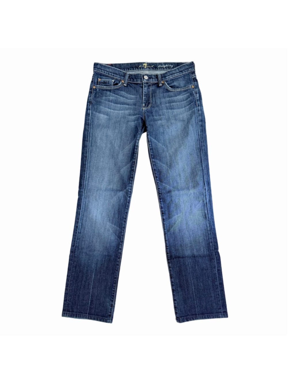 7 For All Mankind Straight Leg Low Rise Jeans Blue Denim Women's Size 29 Classic